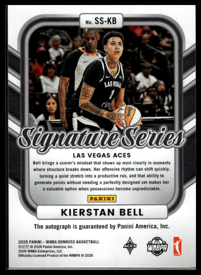 2026 Panini WNBA Donruss Kierstan Bell Black Gold Signature Series #/5
