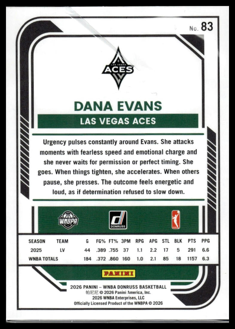 2026 Panini WNBA Donruss Dana Evans Silver Holo