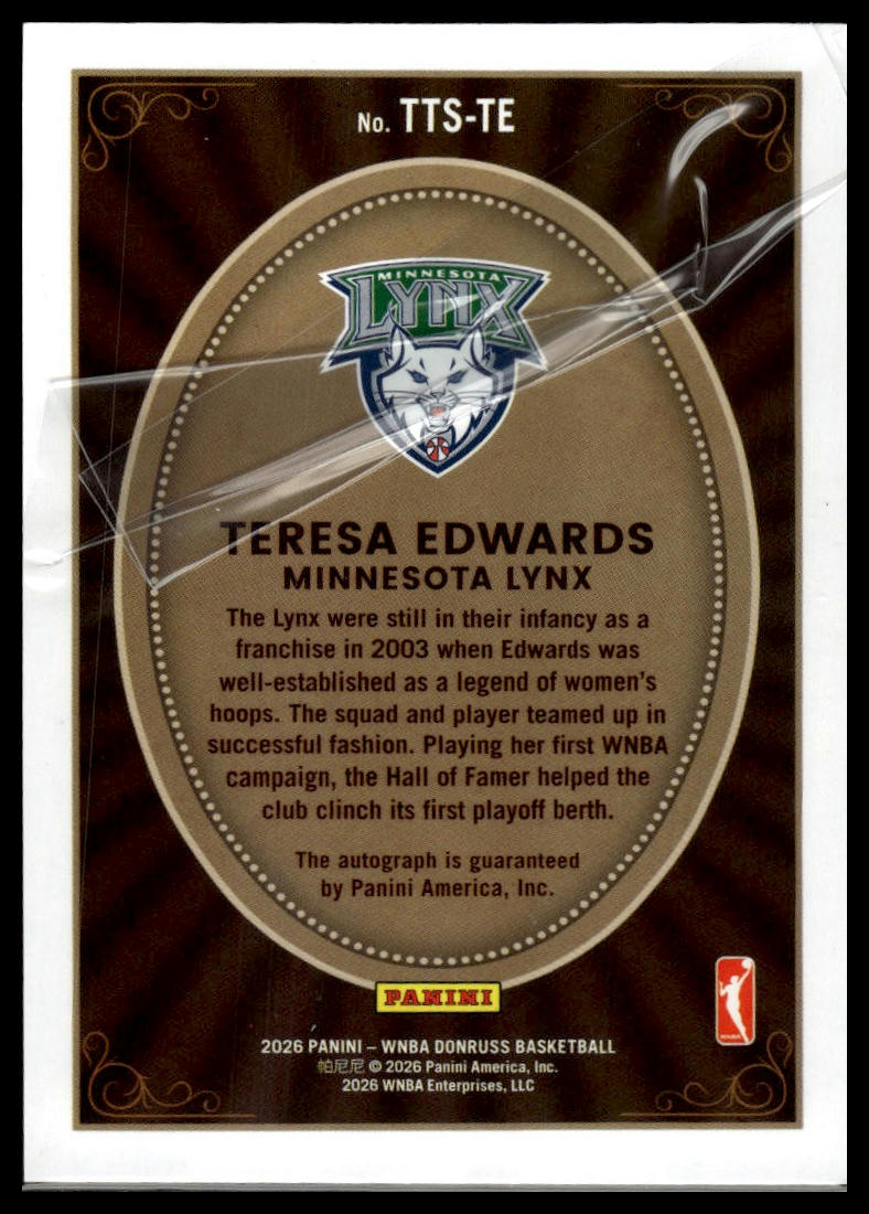 2026 Panini WNBA Donruss Teresa Edwards Timeless Treasures AUTO