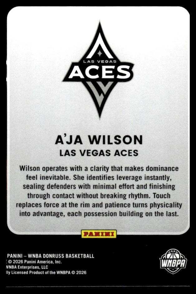 2026 Panini WNBA Donruss A'ja Wilson League Leaders - Rebounds SP