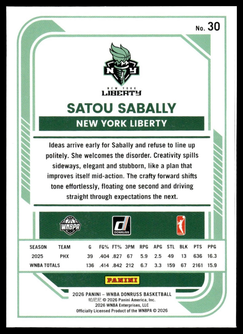 2026 Panini WNBA Donruss Satou Sabally Silver Holo