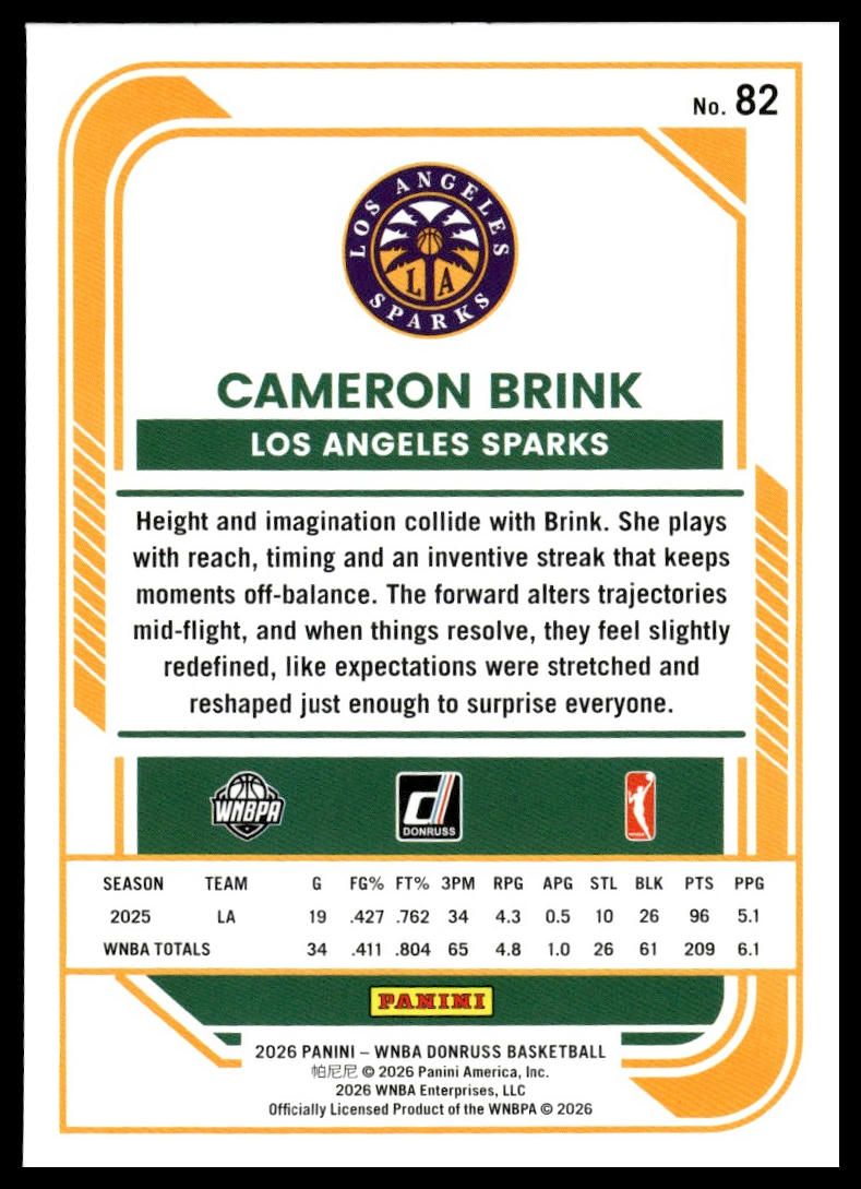 2026 Panini WNBA Donruss Cameron Brink Holo