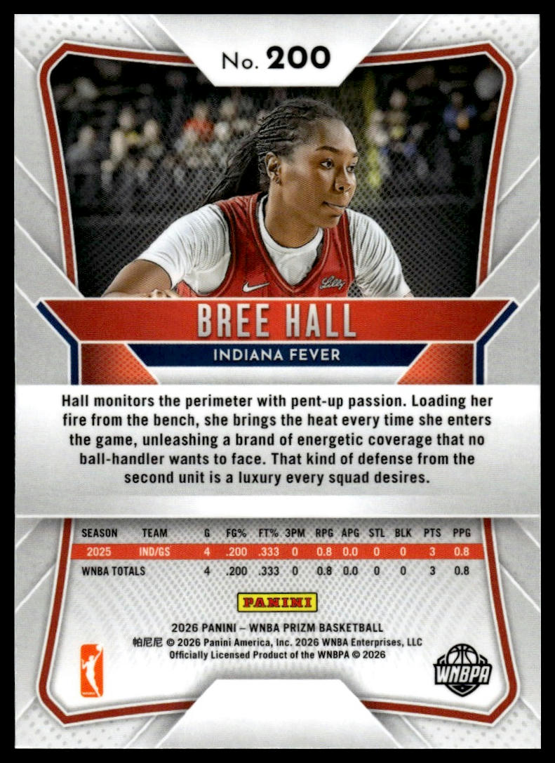 2026 Panini Prizm WNBA Bree Hall Prizm RC