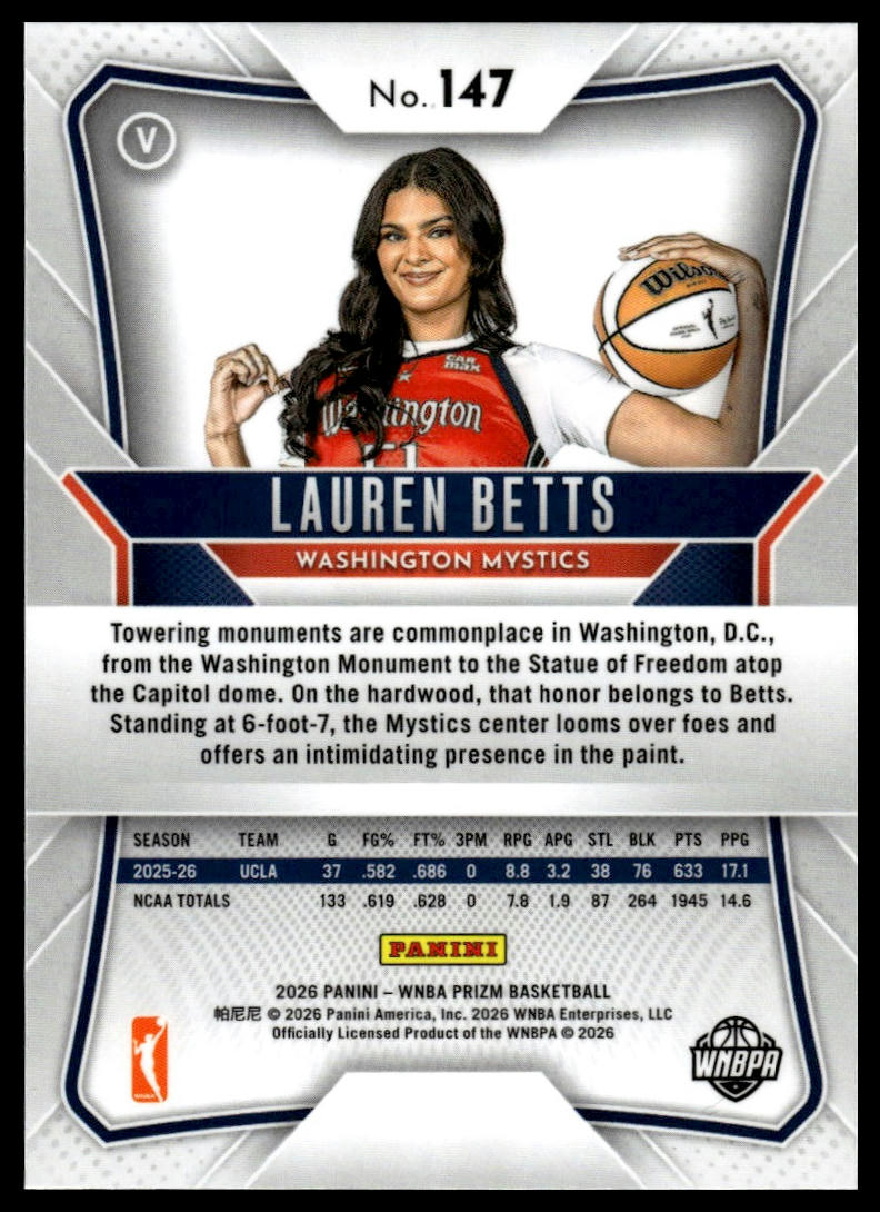 2026 Panini Prizm WNBA Lauren Betts Prizm RC #147