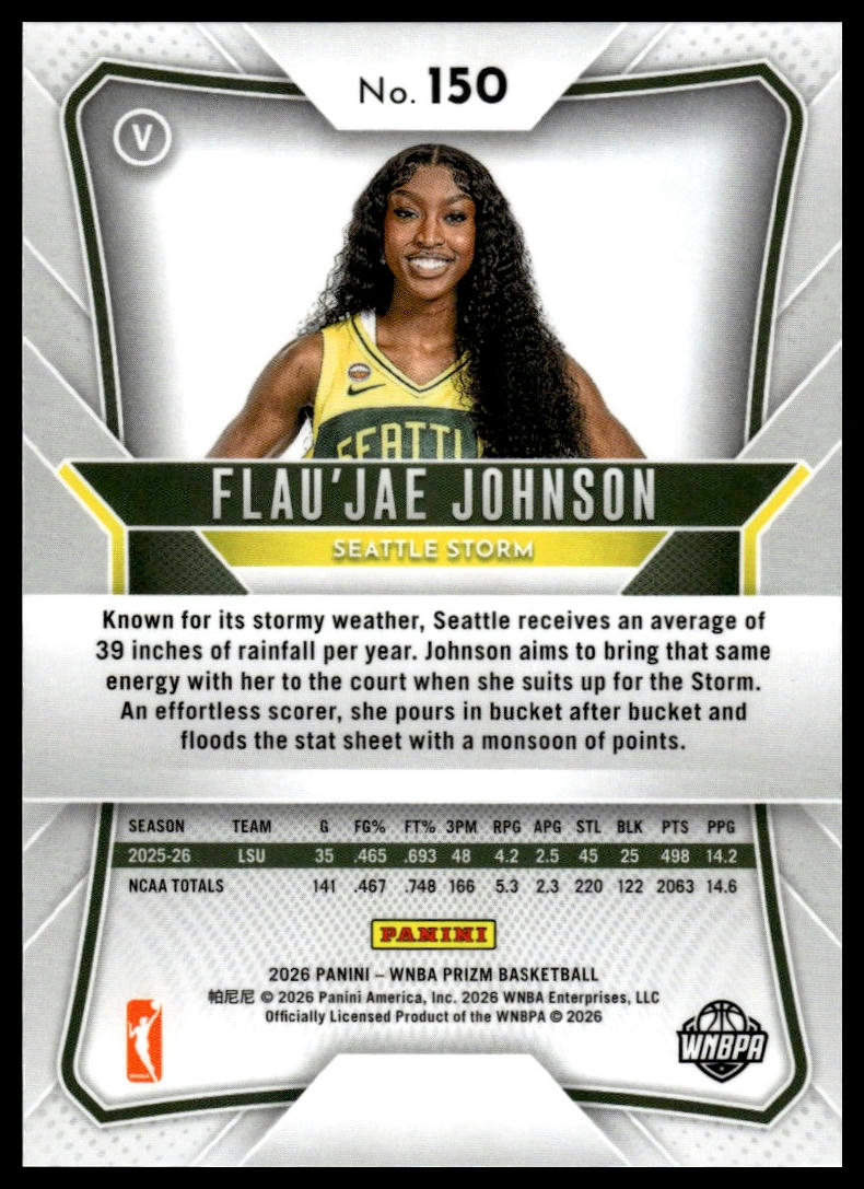 2026 Panini Prizm WNBA Flau'jae Johnson Prizm RC