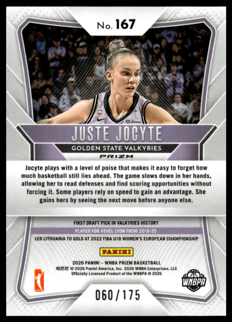 2026 Panini Prizm WNBA Juste Jocyte Prizms #/175 RC