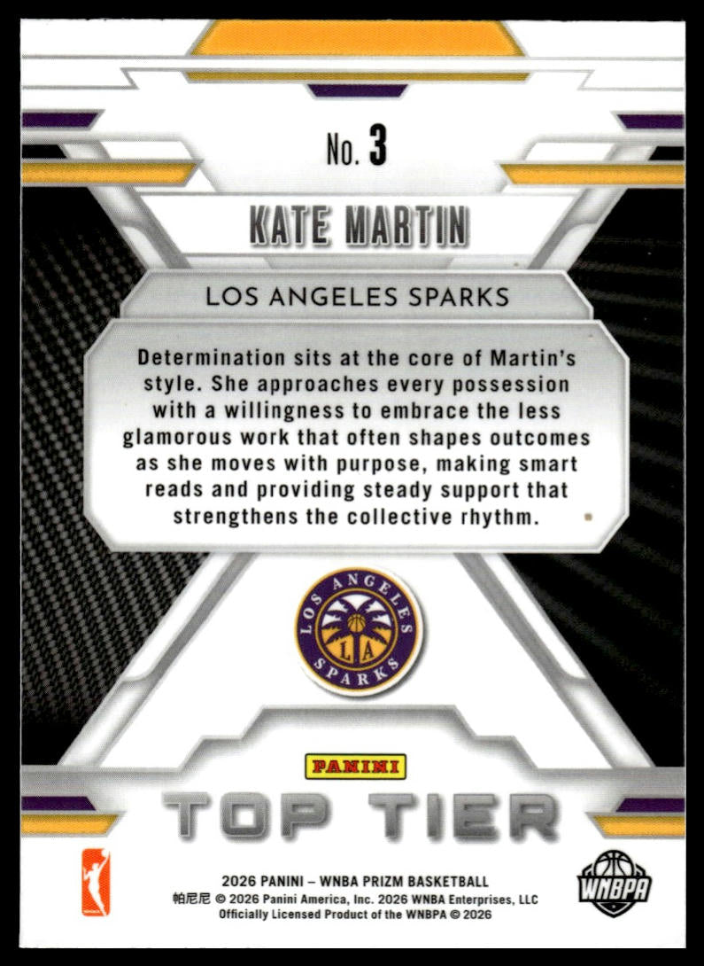 2026 Panini Prizm WNBA Kate Martin Top Tier