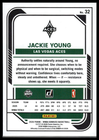 2026 Panini WNBA Donruss Jackie Young Silver Holo