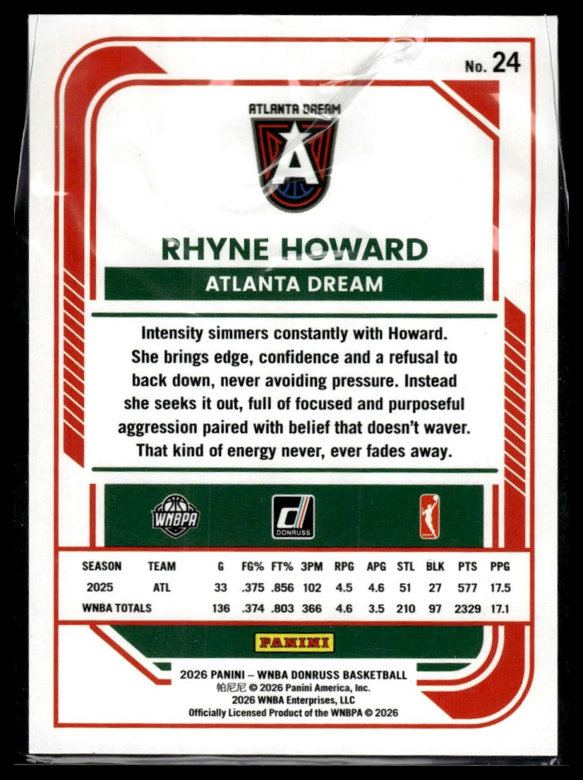 2026 Panini WNBA Donruss Rhyne Howard Orange Laser #/299