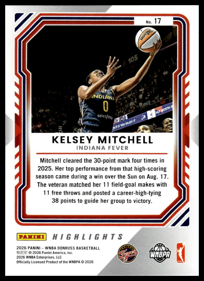 2026 Panini WNBA Donruss Kelsey Mitchell Highlights - Holo