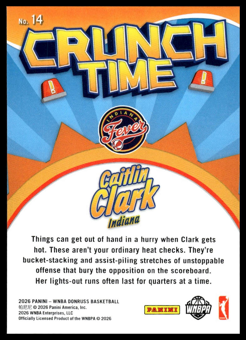 2026 Panini WNBA Donruss Caitlin Clark Crunch Time
