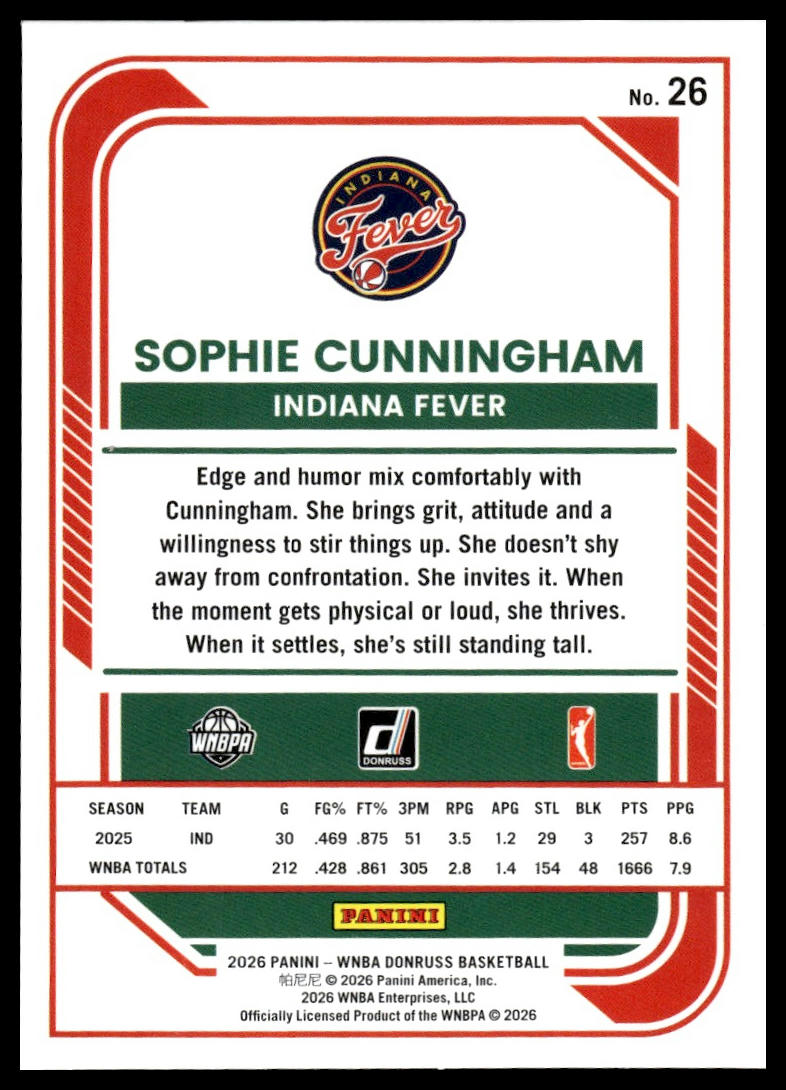 2026 Panini WNBA Donruss Sophie Cunningham Silver Holo