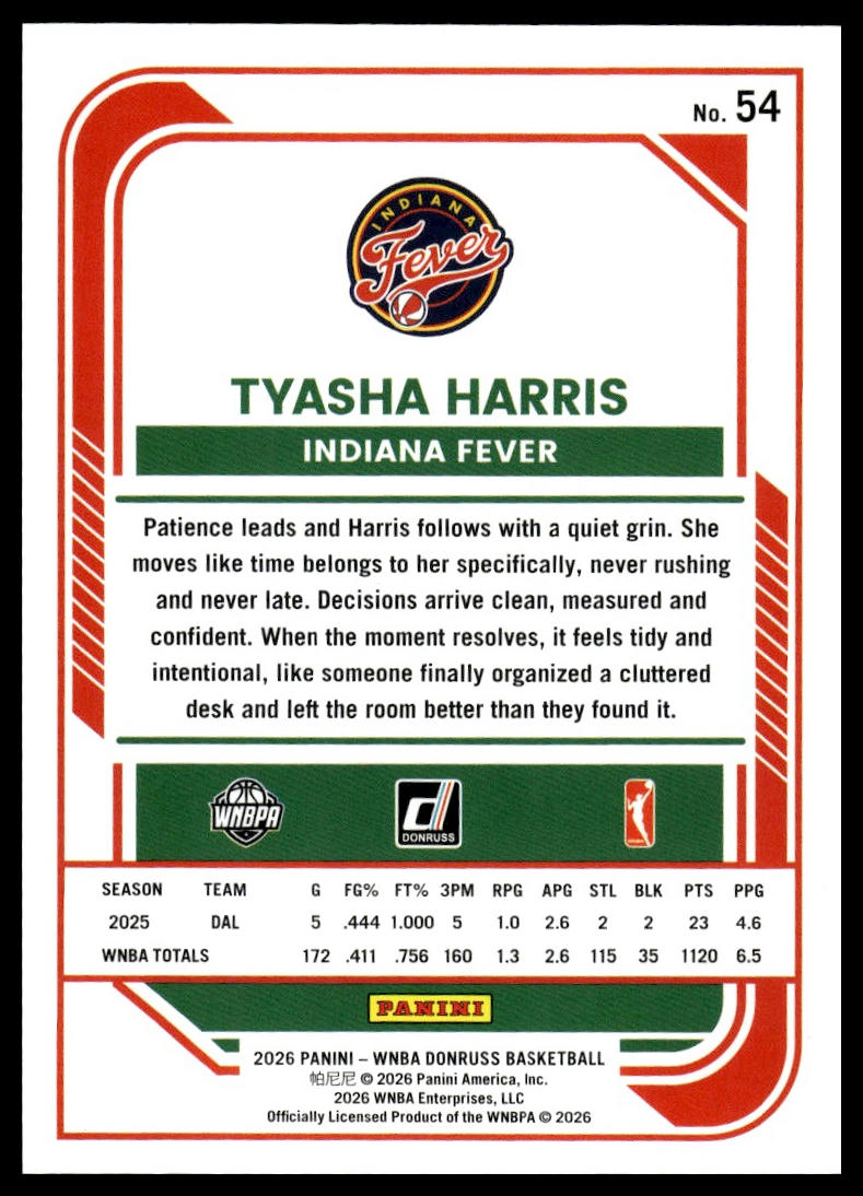 2026 Panini WNBA Donruss Tyasha Harris Orange Laser #/299