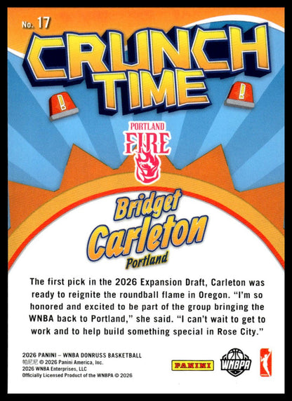 2026 Panini WNBA Donruss Bridget Carleton Diamond Crunch Time