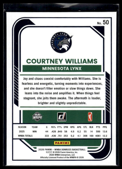 2026 Panini WNBA Donruss Courtney Williams Silver Holo