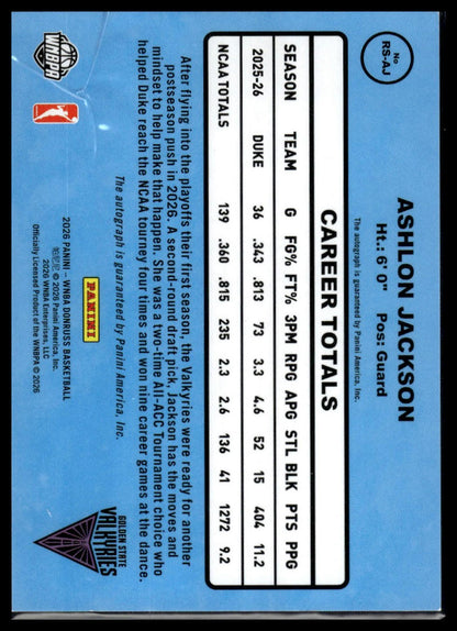 2026 Panini WNBA Donruss Ashlon Jackson Throwback Auto
