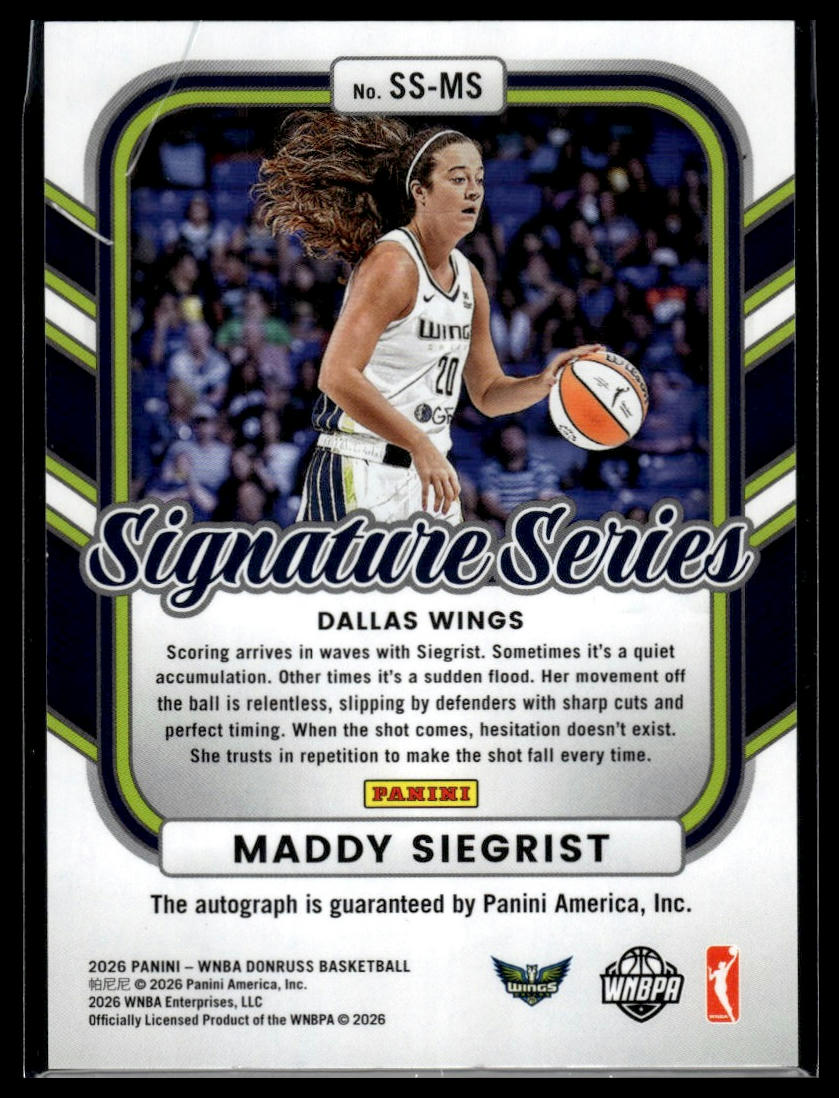 2026 Panini WNBA Donruss Maddy Siegrist Signature Series