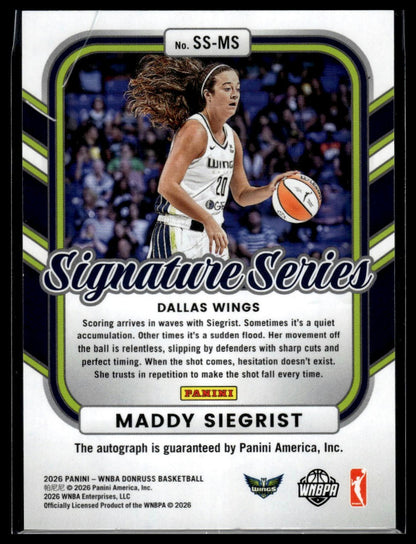 2026 Panini WNBA Donruss Maddy Siegrist Signature Series