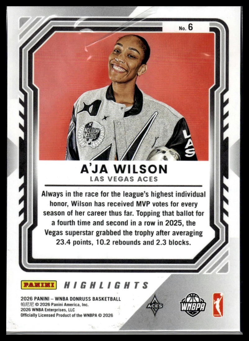 2026 Panini WNBA Donruss A'ja Wilson Highlights #6