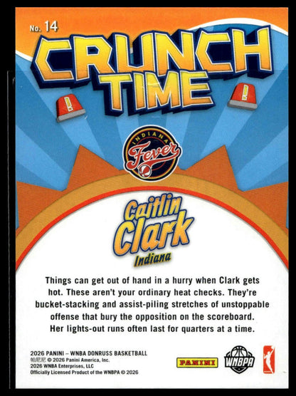 2026 Panini WNBA Donruss Caitlin Clark Crunch Time Holo Laser #/99