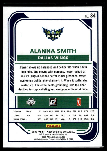 2026 Panini WNBA Donruss Alanna Smith Silver Holo
