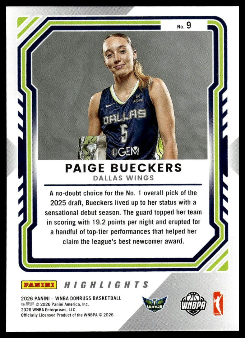 2026 Panini WNBA Donruss Paige Bueckers Highlights #9