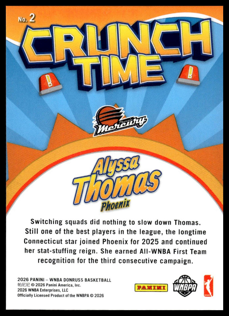 2026 Panini WNBA Donruss Alyssa Thomas Diamond Crunch Time