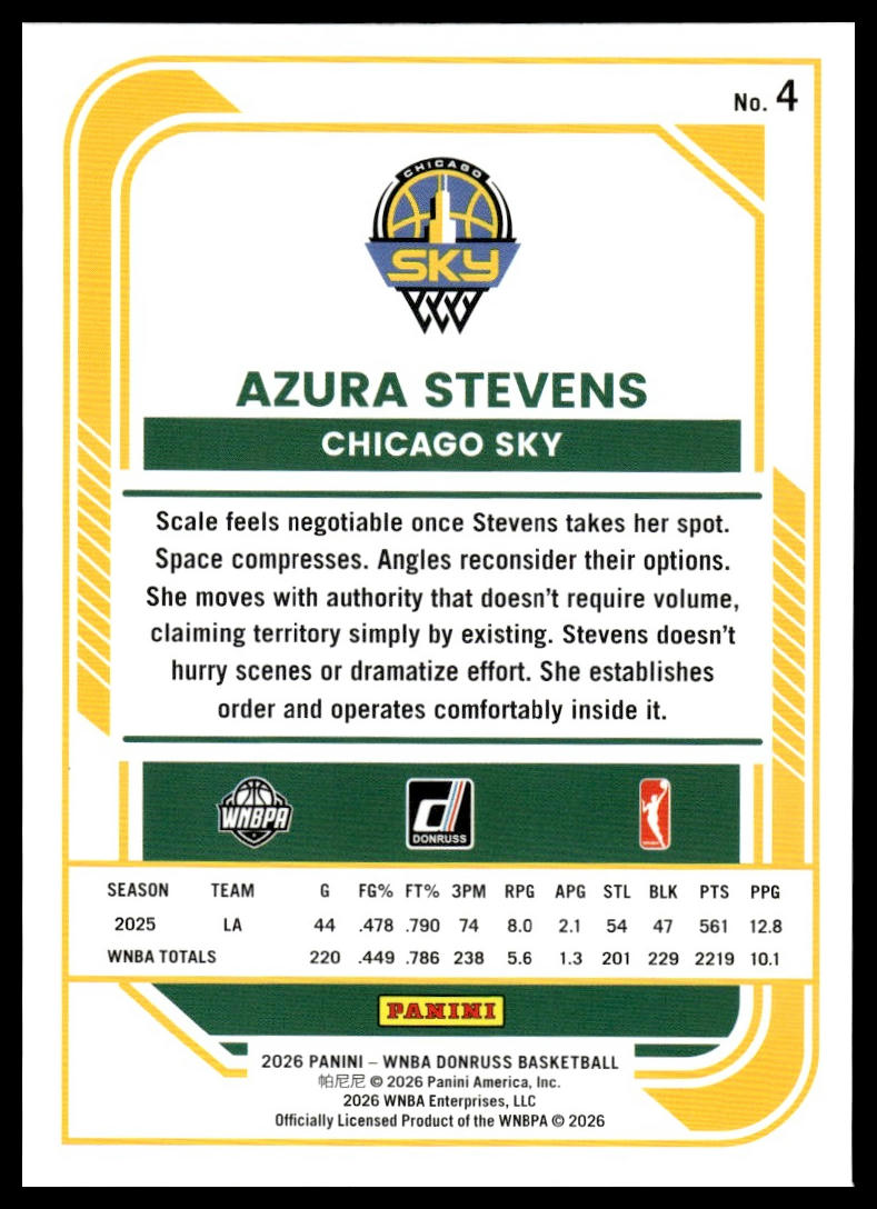 2026 Panini WNBA Donruss Azura Stevens Holo