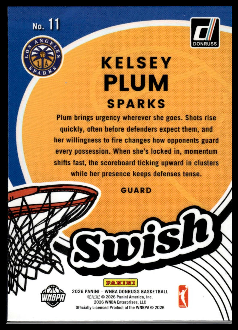 2026 Panini WNBA Donruss #11 Kelsey Plum Swish