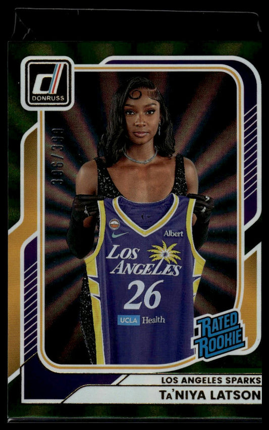 2026 Panini WNBA Donruss Ta'Niya Latson Rated Rookie Green Laser #/399
