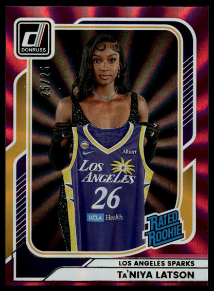 2026 Panini WNBA Donruss Ta'Niya Latson Rookie Pink Laser #/25 - BOOKEND 25/25
