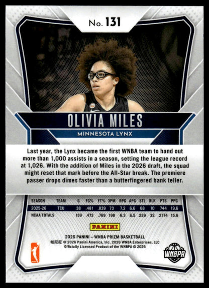 2026 Panini Prizm WNBA Olivia Miles Prizm RC #131