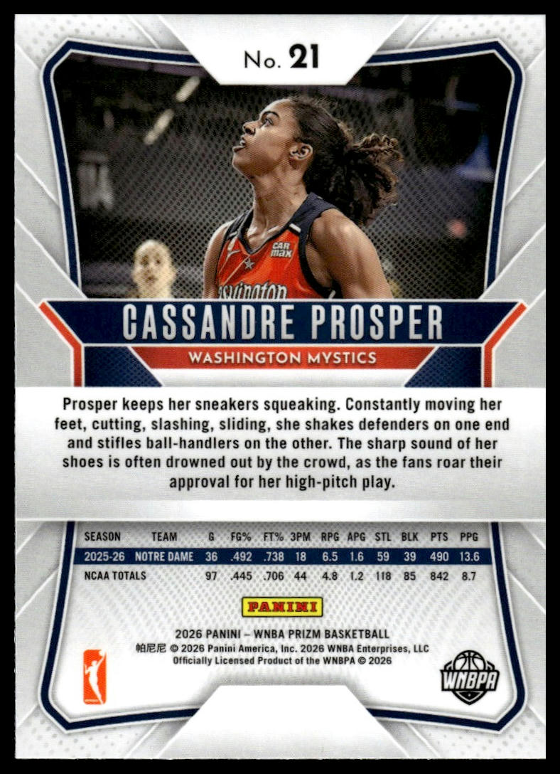 2026 Panini Prizm WNBA Cassandre Prosper Prizm RC
