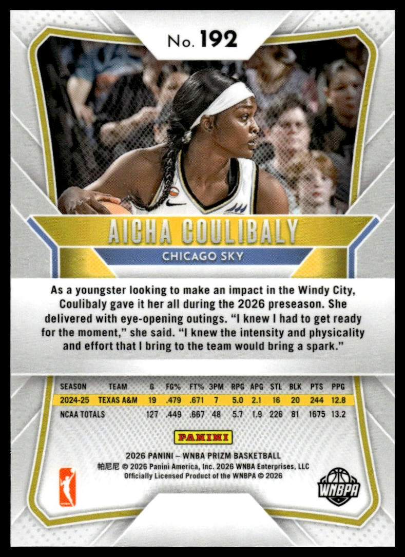 2026 Panini Prizm WNBA Aicha Coulibaly Prizm RC