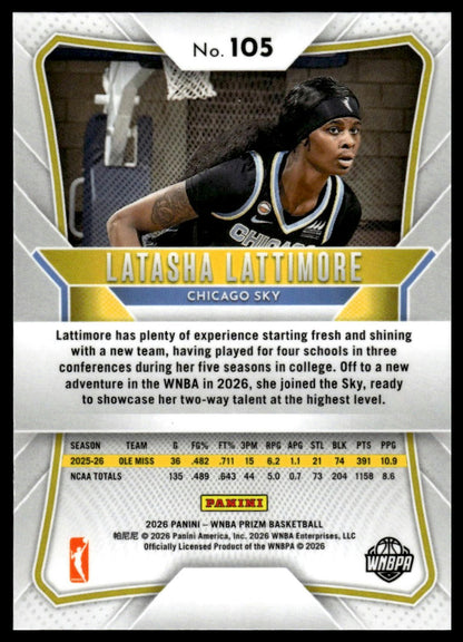 2026 Panini Prizm WNBA Latasha Lattimore Prizm RC