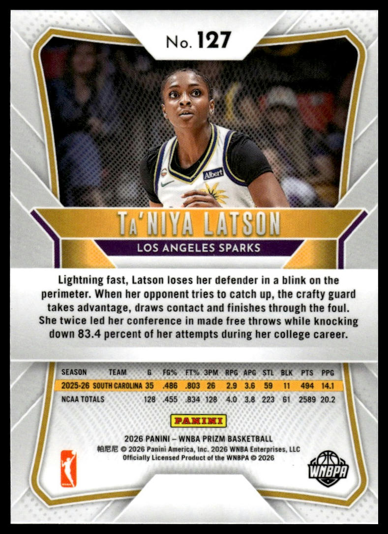 2026 Panini Prizm WNBA Ta'Niya Latson Prizm RC