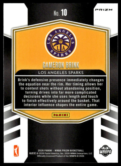 2026 Panini Prizm WNBA Cameron Brink Silver Fearless