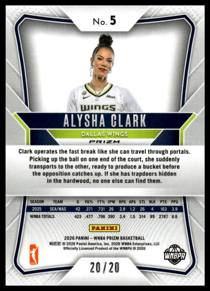 2026 Panini Prizm WNBA Alysha Clark Cherry Blossom FOTL #/20 - BOOKEND