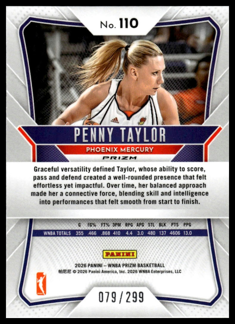 2026 Panini Prizm WNBA Penny Taylor Red Prizms #/299