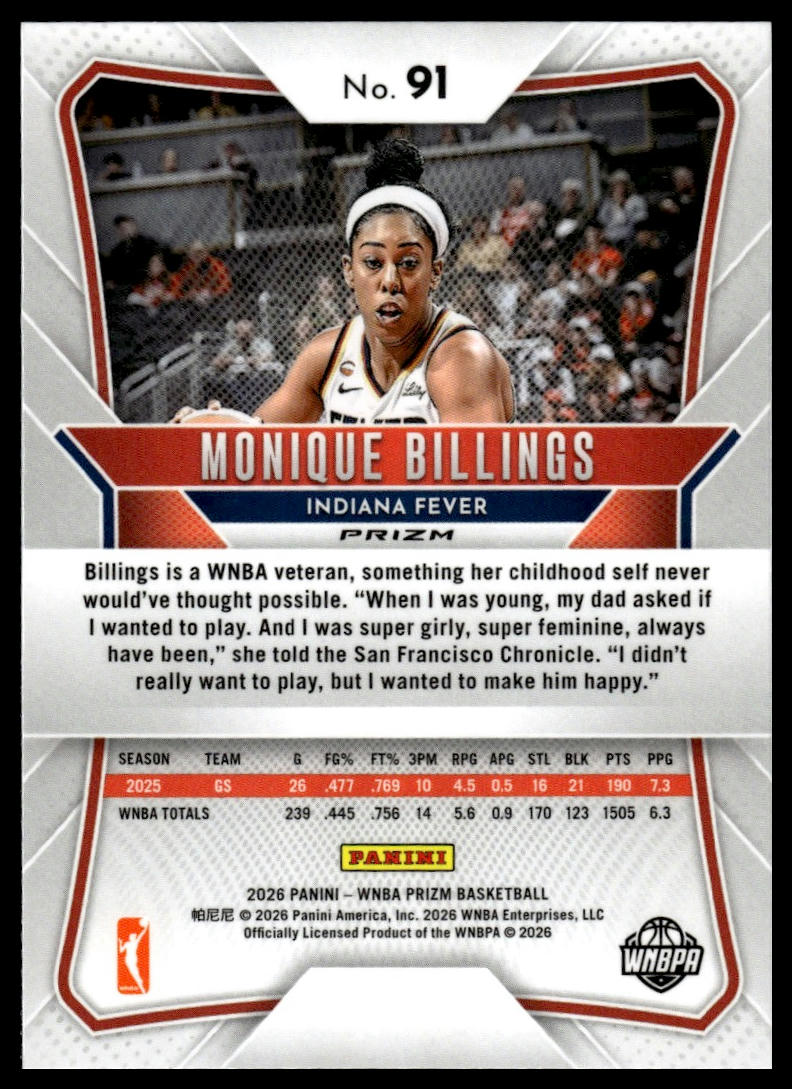 2026 Panini Prizm WNBA Monique Billings Prizms Hyper