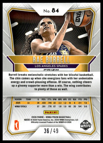 2026 Panini Prizm WNBA Rae Burrell Teal Prizms #/49