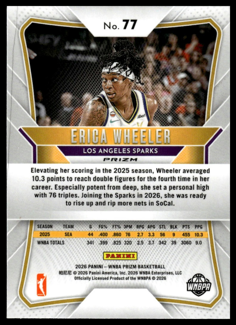 2026 Panini Prizm WNBA Erica Wheeler Silver Prizms